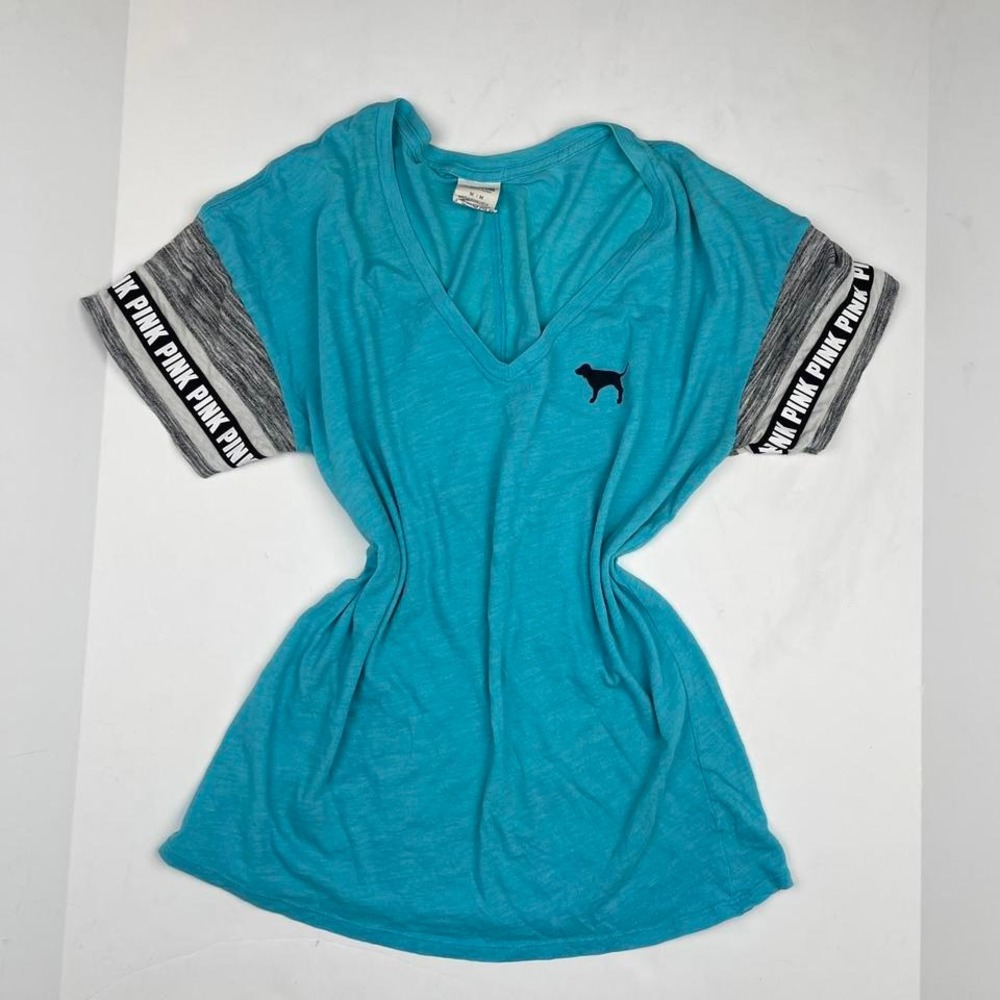 Y2K Victoria's Secret PINK Graphic Tee in Blue RARE 2010s‎ Women's Medium Preppy